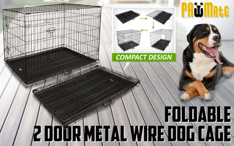 Wire Dog Cage Foldable Crate Kennel 36in with Tray