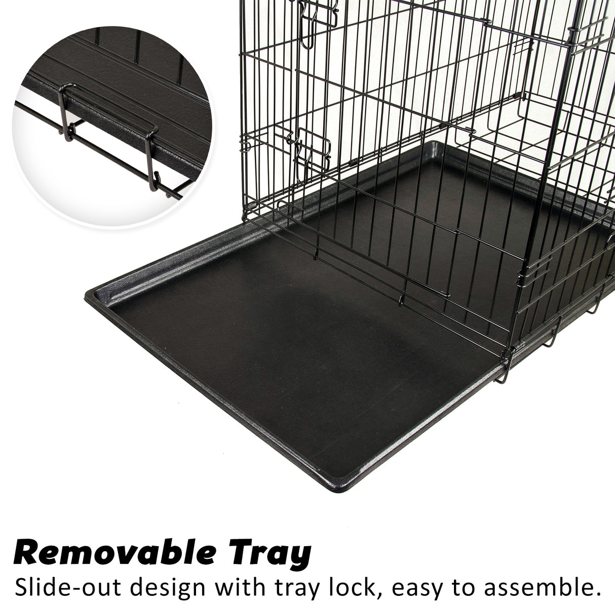 Wire Dog Cage Foldable Crate Kennel 24in with Tray + Cushion Mat Combo