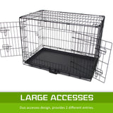 Wire Dog Cage Foldable Crate Kennel 36in with Tray + BLUE Cover Combo