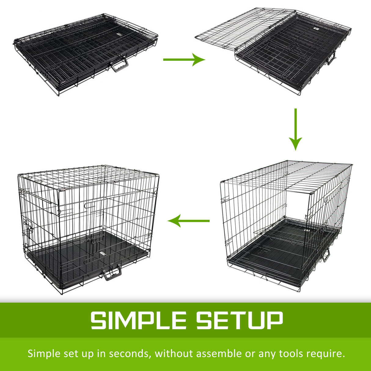 Wire Dog Cage Foldable Crate Kennel 42in with Tray + BLUE Cover Combo