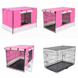 Wire Dog Cage Foldable Crate Kennel 42in with Tray + PINK Cover Combo