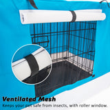 Wire Dog Cage Crate 30in with Tray + Cushion Mat + BLUE Cover Combo