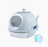 YES4PETS Cat Toilet Litter Box Tray House W Sky window Drawer Photocatalyst Purifier Blue