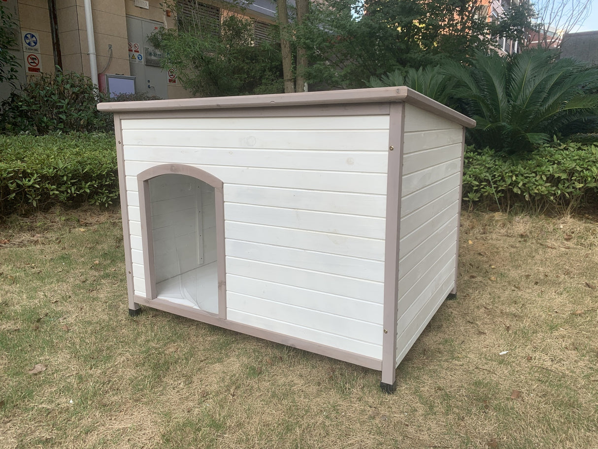 YES4PETS XXL Timber Pet Dog Kennel House Puppy Wooden Timber Cabin With Stripe White