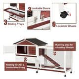 YES4PETS Double Storey Large Rabbit Hutch Guinea Pig Cage , Ferret Cage With Pull Out Tray On Wheels