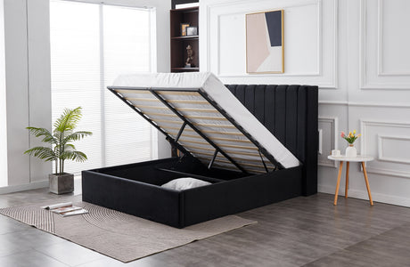 Hilton Black Velvet Gas Lift Bed - King