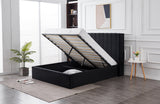 Hilton Black Velvet Gas Lift Bed - Queen