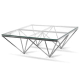 Pyramid Silver Square Coffee Table - Clear Glass
