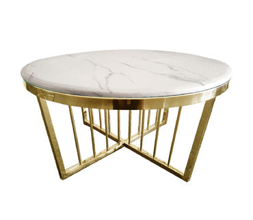 Salina Coffee Table - Marble - 90cm Gold