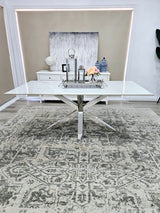 Miles Silver With White Marble Dining Table - 90cm x 180cm