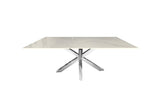 Miles Silver With White Marble Dining Table - 90cm x 180cm