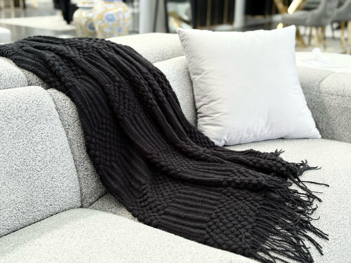 Tessa Throw Rug Blanket - Black