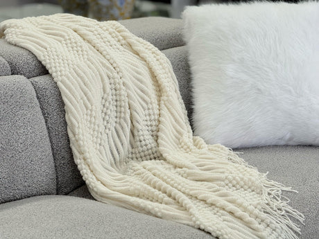 Tessa Throw Rug Blanket - Cream