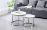 Nesting style Coffee Table - White on Silver - 60cm/45cm