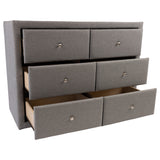 Molly Dresser Mirror 6 Chest of Drawers Bedroom Storage Cabinet - Light Grey