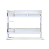 Kids Single Bunk Bed Frame Solid Rubber Timber Wood Loft Furniture - White