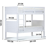 Kids Single Bunk Bed Frame Solid Rubber Timber Wood Loft Furniture - White