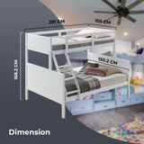 Kids Single Double Bunk Bed Frame Rubber Timber Wood Loft Furniture - White