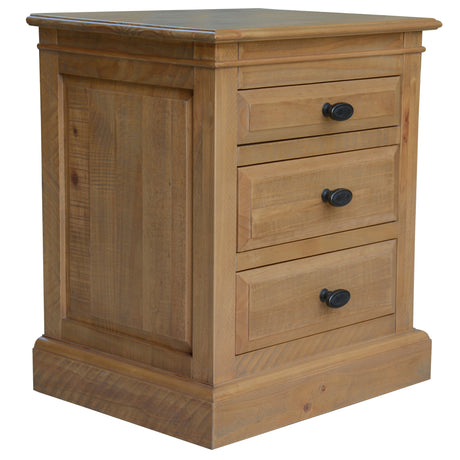 Jade Bedside Tables 3 Drawers Storage Cabinet End Nightstand Table - Natural