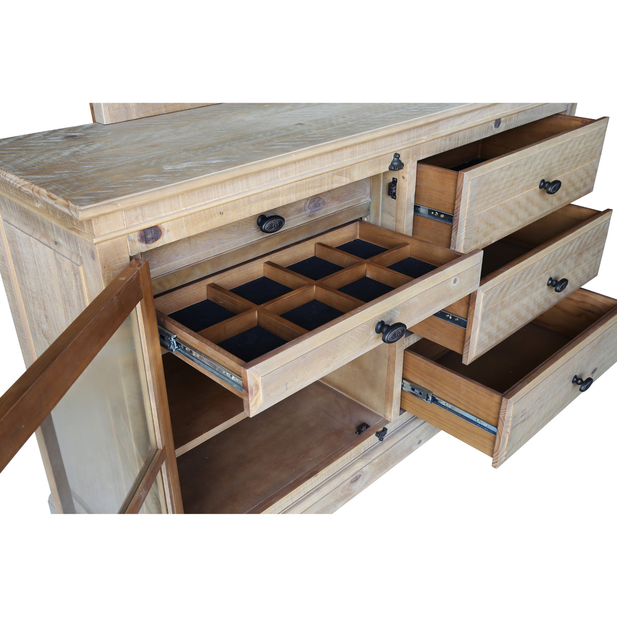 Jade Dresser 5 Chest of Drawers 1 Door Bed Storage Cabinet - Natural