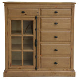 Jade Tallboy 6 Chest of Drawers 1 Door Bed Storage Cabinet Stand - Natural