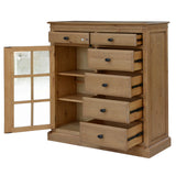 Jade Tallboy 6 Chest of Drawers 1 Door Bed Storage Cabinet Stand - Natural