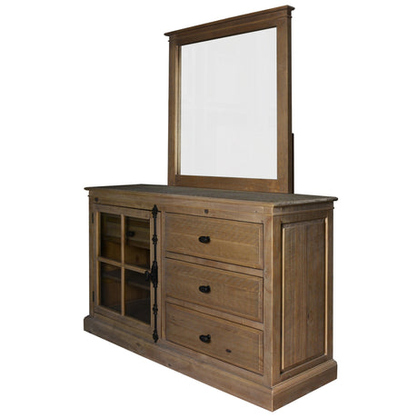 Jade Dresser Mirror 5 Chest of Drawers 1 Door Bed Storage Cabinet - Natural