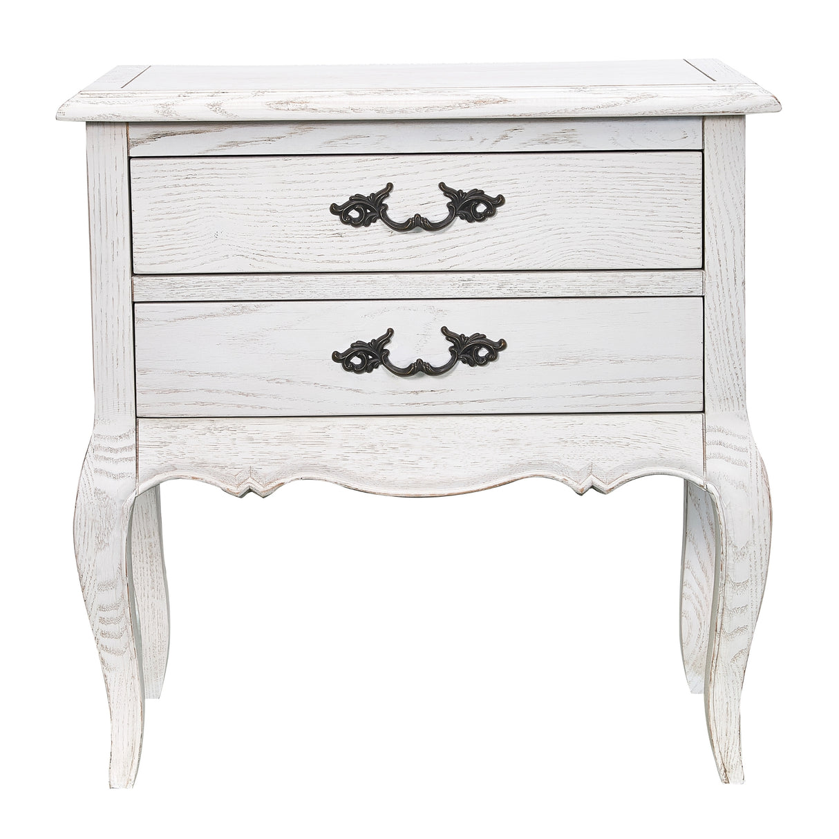 Alice 2pc Set Bedside 2 Drawers Storage Cabinet Side End Table Distressed White