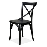 Rustica 8pc Set Dining Chair X-Back Solid Timber Wood Seat Black