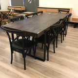 Rustica 240cm Dining Table with Metal Leg Pine Wood Top Black