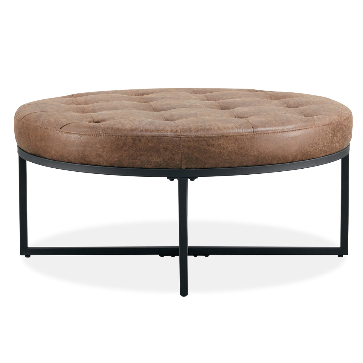 Chelsea Round Ottoman Footstool Bench Dark Brown