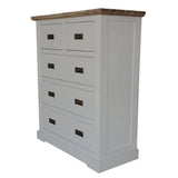 Fiona Set of 2 Bedside Table Tallboy Bedroom Furniture Package Set White Grey