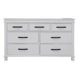 Lily Dresser 7 Chest of Drawers Solid Wood Tallboy Storage Cabinet - White