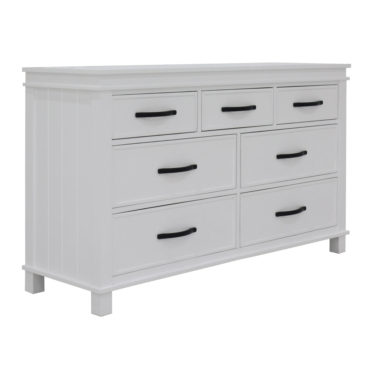 Lily Dresser 7 Chest of Drawers Solid Wood Tallboy Storage Cabinet - White