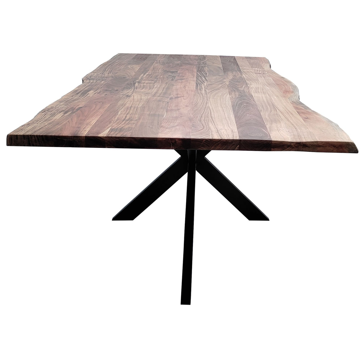 Lantana Dining Table 210cm Live Edge Solid Acacia Timber Wood Metal Leg -Natural