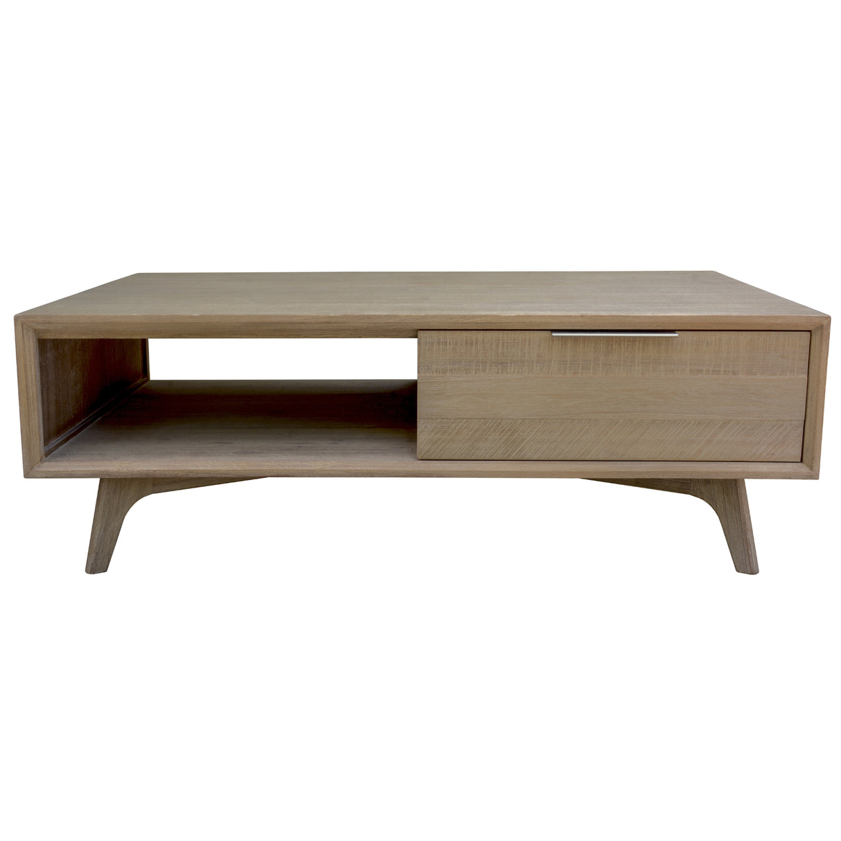 Tyler 130cm Coffee Table 2 Drawer Solid Acacia Timber Brushed Smoke