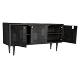 Claire Sideboard Buffet Table 160cm 3 Door Solid Oak Timber Wood - Black