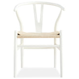 Anemone  Set of 8 Wishbone Dining Chair Beech Timber Replica Hans Wenger - White