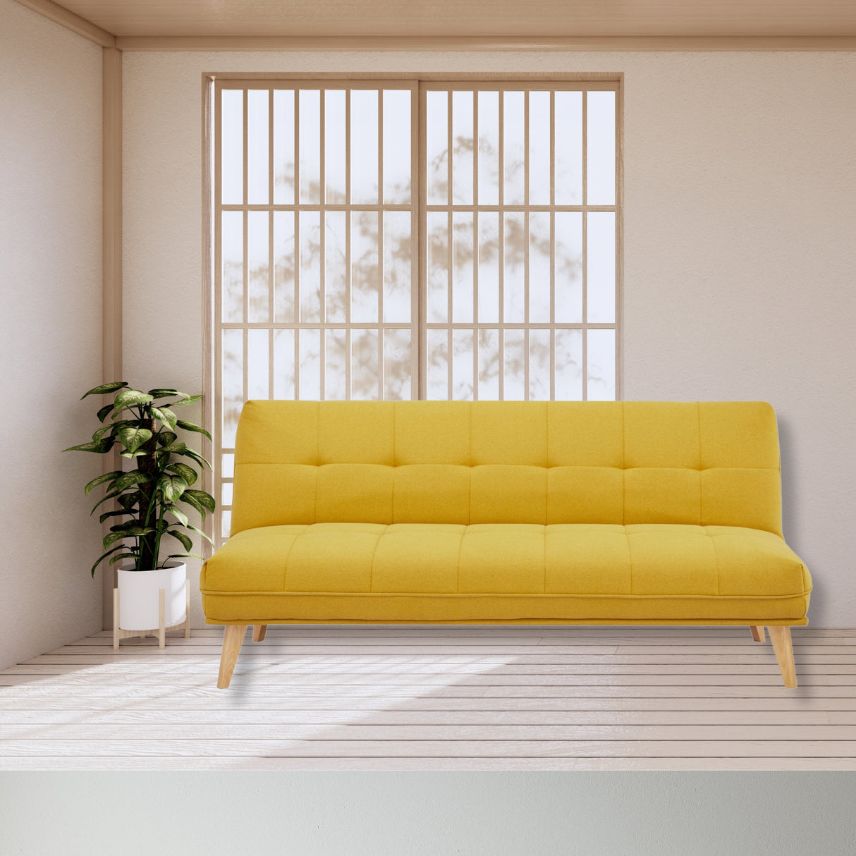 Jovie 3 Seater Sofa  Fabric Uplholstered Lounge Couch - Yellow