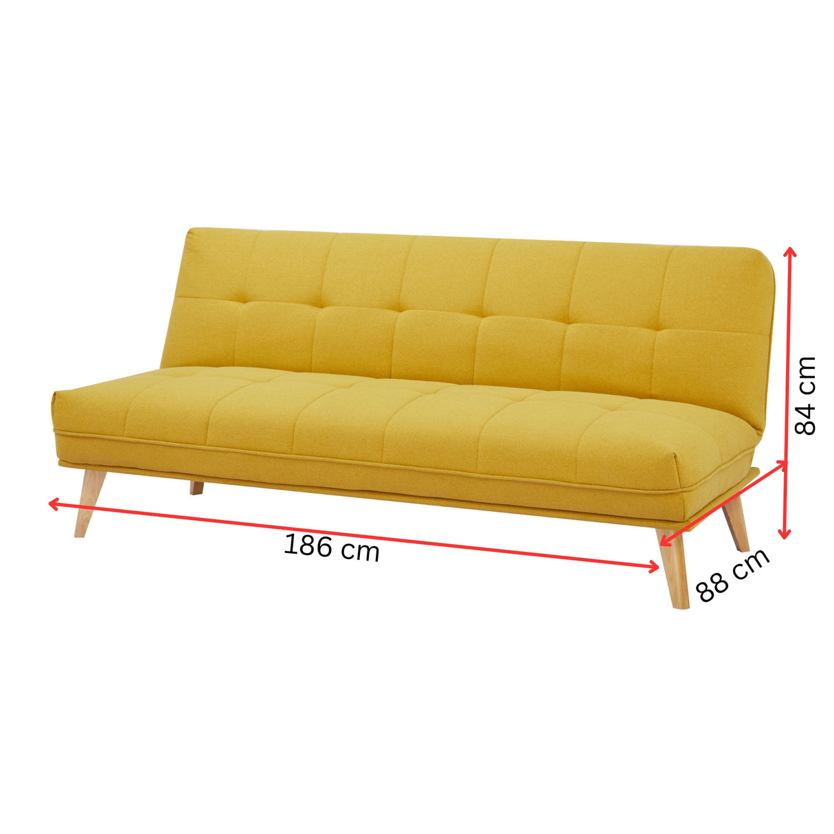 Jovie 3 Seater Sofa  Fabric Uplholstered Lounge Couch - Yellow