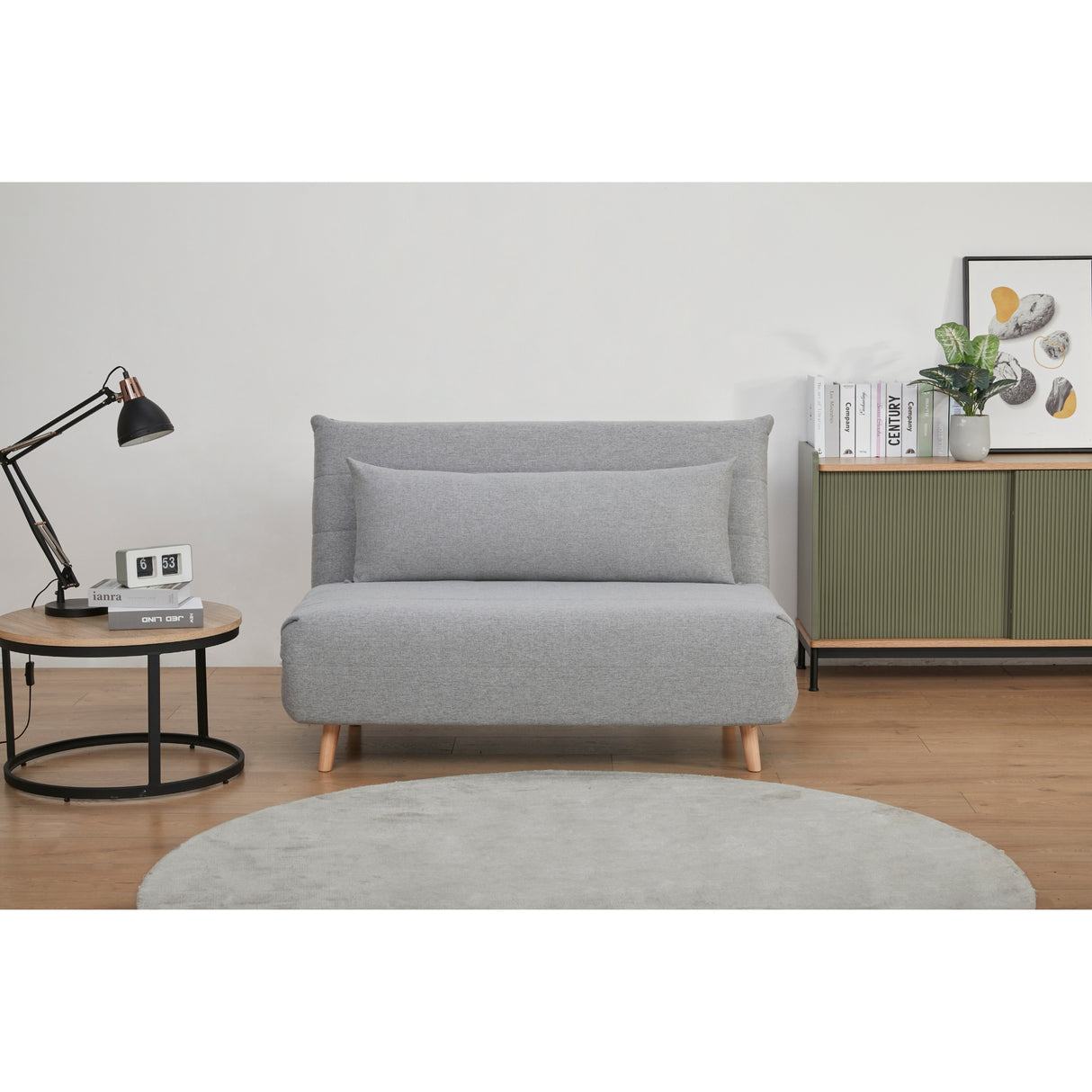 Audrey 2 Seater Sofa Futon Bed Love Seat Fabric Lounge Couch - Grey