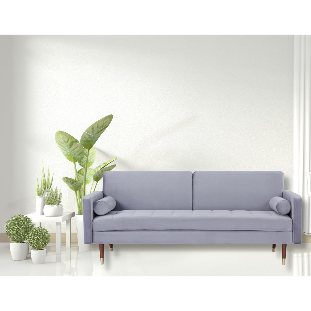 Livia 3 Seater Sofa Bed Fabric Uplholstered Lounge Couch - Gey