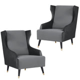 Sylvia Set of 2 Accent Arm Chair Fabric Upholstered Lounge Couch - Grey