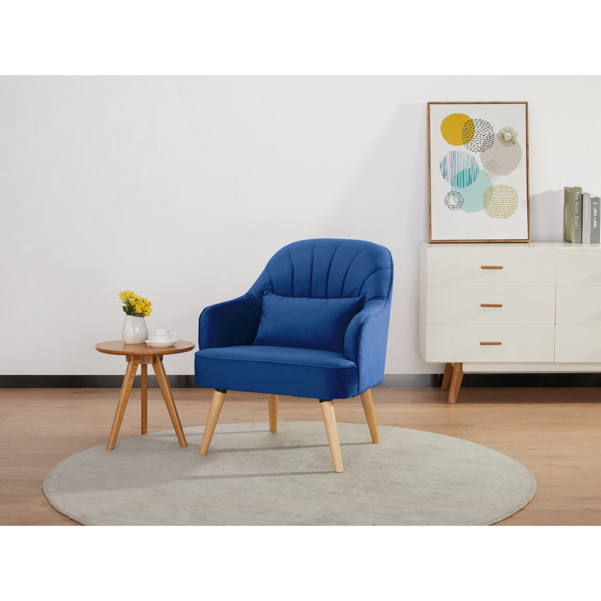 Keira Accent Armchair Fabric Upholstered - Dark Blue