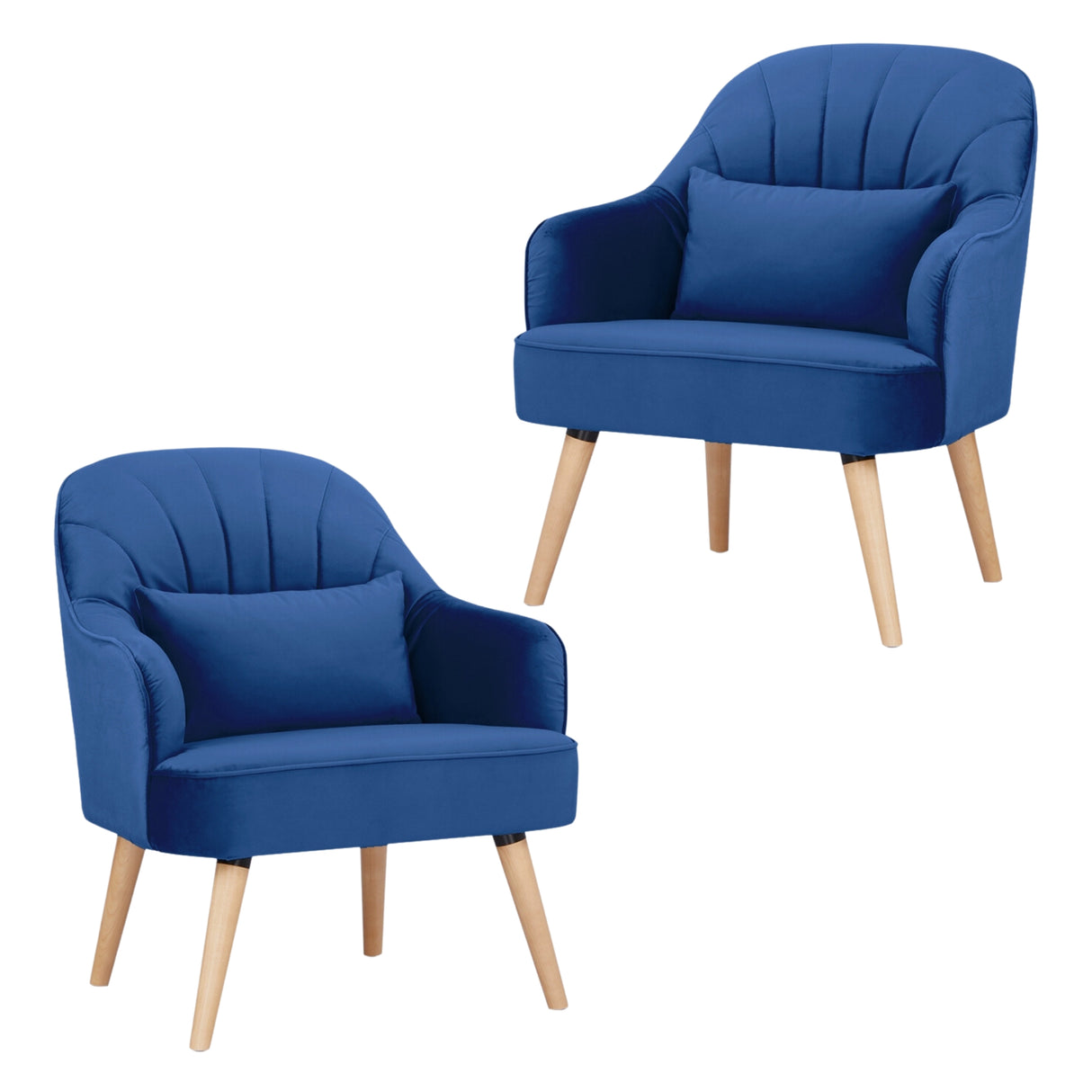 Keira Set of 2  Armchair Fabric Upholstered - Dark Blue