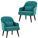 Keira Set of 2  Armchair Fabric Upholstered - Mid Blue