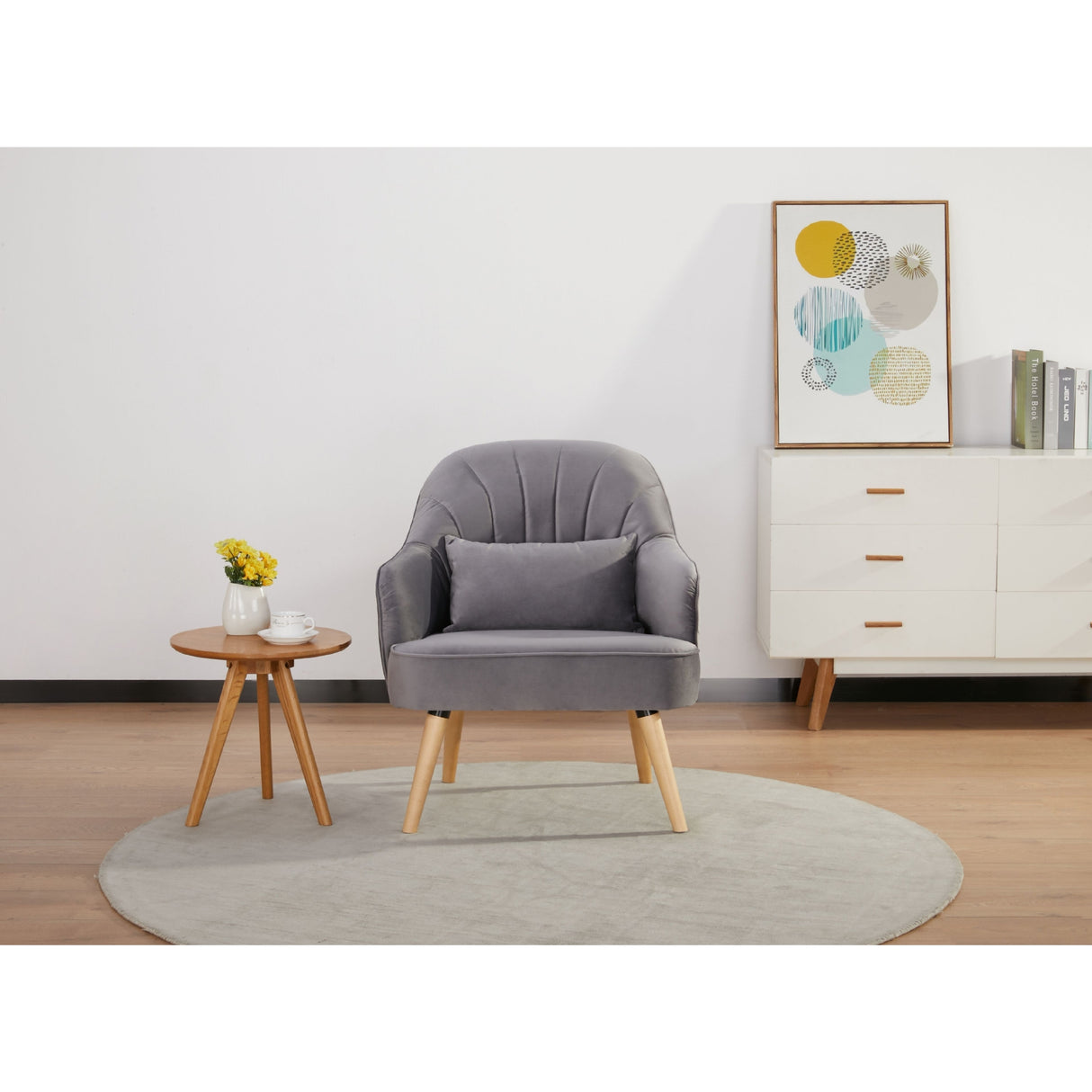 Keira Accent Armchair Fabric Upholstered  - Mid Grey