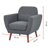 Lilliana 1 Seater Armchair Fabric Upholstered - Dark Grey