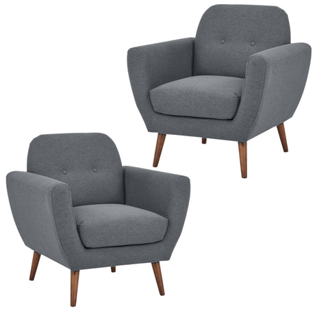 Lilliana Set of 2 Armchair Fabric Upholstered - Dark Grey