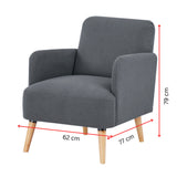 Brianna 1 Seater Armchair Fabric Upholstered - Dark Grey